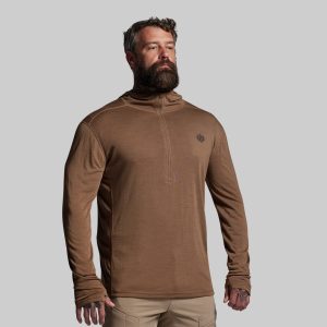 Ridgeline Merino Half Zip Hoodie 165 (Coyote Brown)