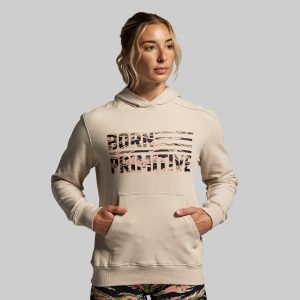 BP Flag Women's Unmatched Hoodie (Pumice/Pink Jungle Tiger)